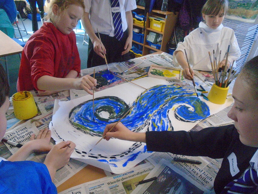 Image of Year 6 Sharks art project with Rye College students